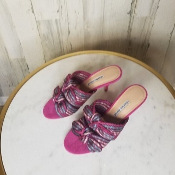 Charles David Corona Bow Heels Multi Color Pink Suede 7M - Picture 7 of 10